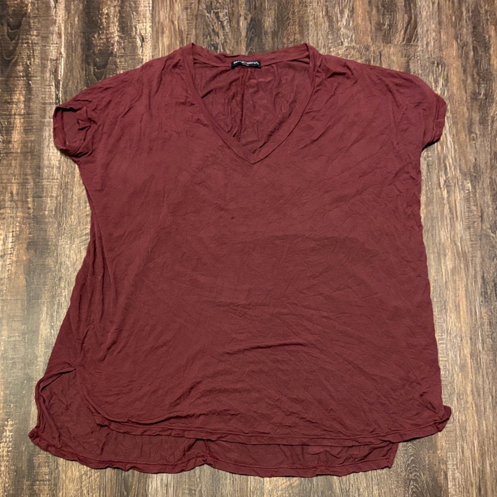 Brandy Melville  V-Neck Burgundy Top